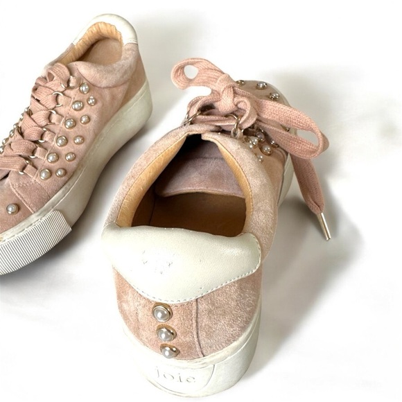 Joie Pink Suede Platform Sneakers With Pearl Studs Sz 37 - Picture 3 of 5